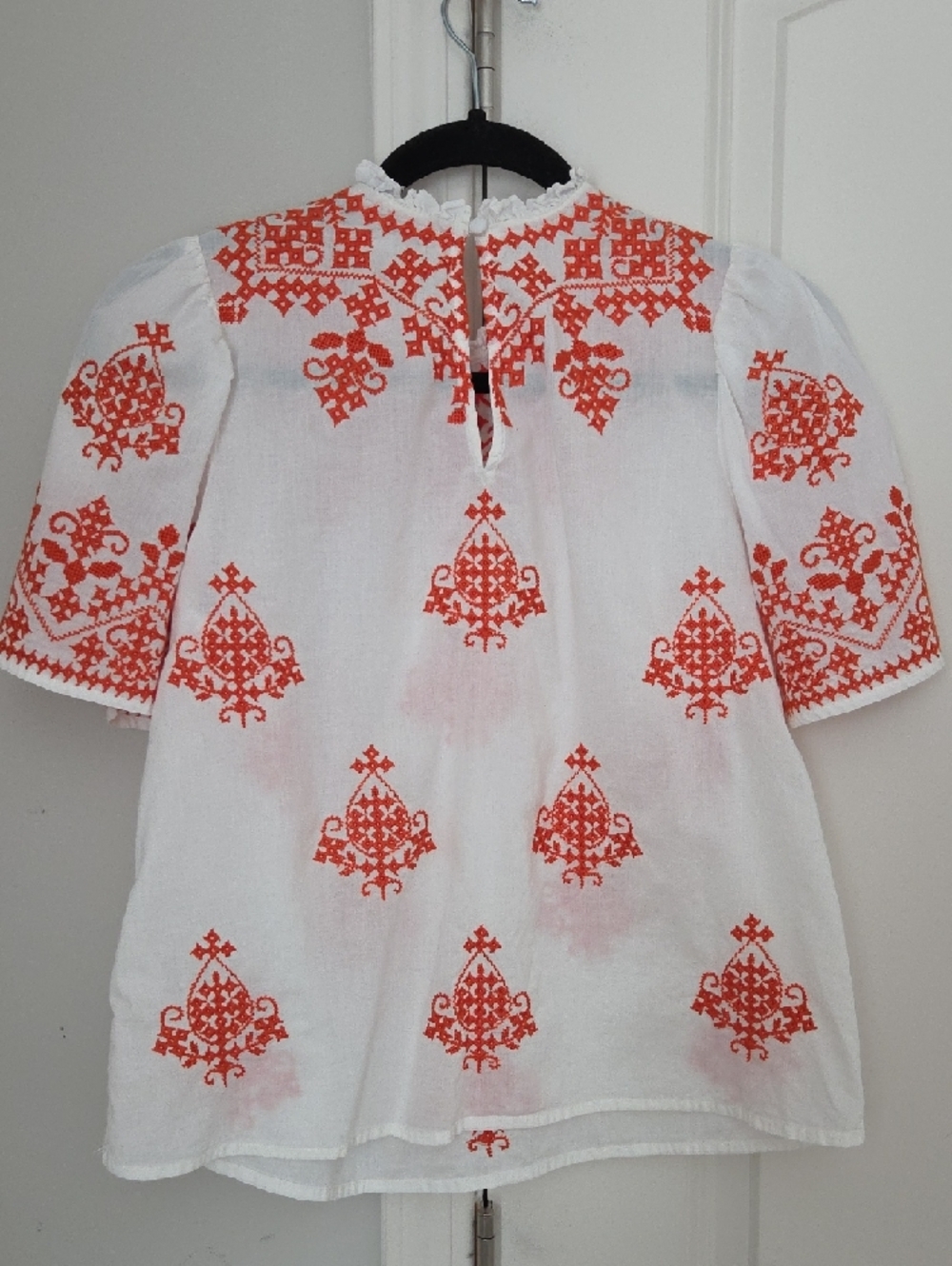 Boden White Top with Vibrant Orange Embroidery - Picture 3 of 9